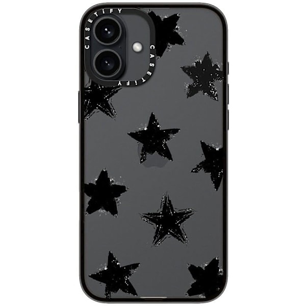 Kompakt iPhone 16 Pro Max-fodral [Lättviktigt / 4 fot 2X Militärklass Fallskydd / Smalt] - Körsbär - Klar Svart Star Marks iPhone 16 Plus