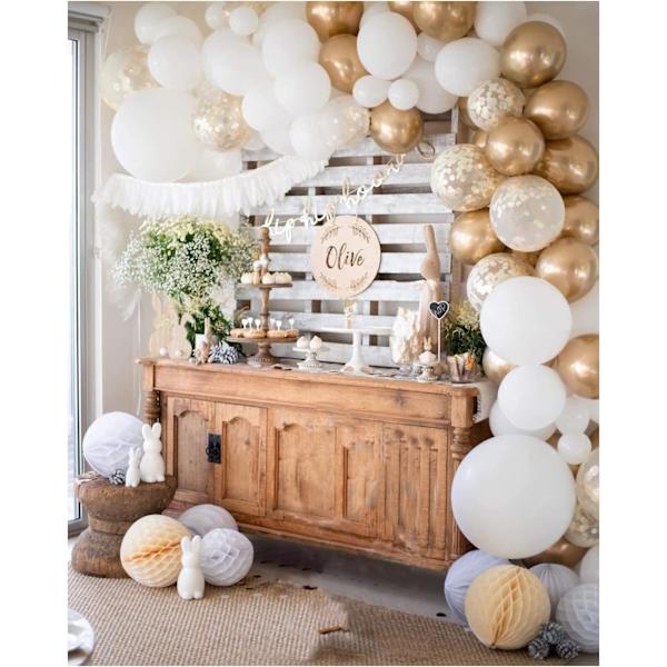 Vit och guld ballonggirlang kit, 60 st ballonggirlang ballonger dekorationer bakgrund perfekt för bröllop födelsedag baby shower brudpar dekoration