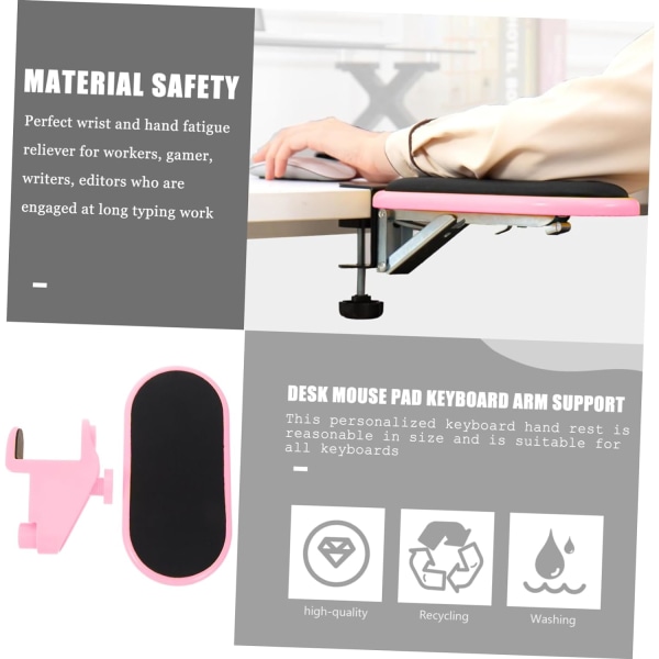 1 st Armstöd Fäste Roterande Stativ Laptop handledsstöd handledsstöd Justerbar Klämma Roterande Tangentbord handledsstöd Stödplatta Tangentbordsplatta Rosa