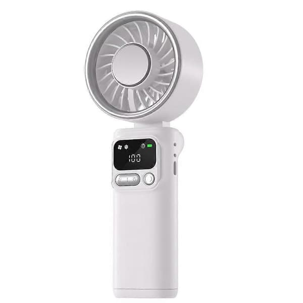 K822 Bærbar Håndholdt Ventilator Halvleder Køling 3-Hastighed Foldbar Mini Elektrisk Ventilator med Smart Digitalt Display White