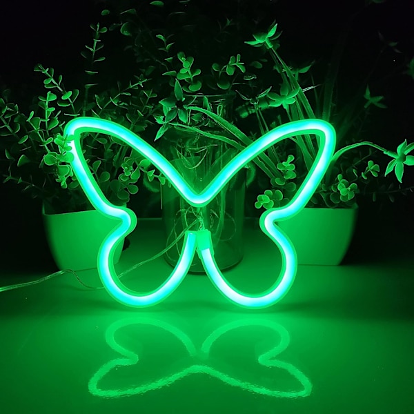 USB eller 3-AA batteridrevne neon LED-lys til borddekoration, pigers soveværelse, vægdekoration, børnefødselsdag, bryllupsfestartikler (grøn)