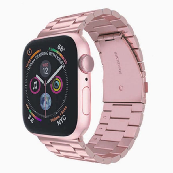 Kompatibelt Apple Watch Band 38mm-40mm/42mm-44mm Ersättningsband i rostfritt stål metallband -38-40mm nytt rosa bälte i massivt stål