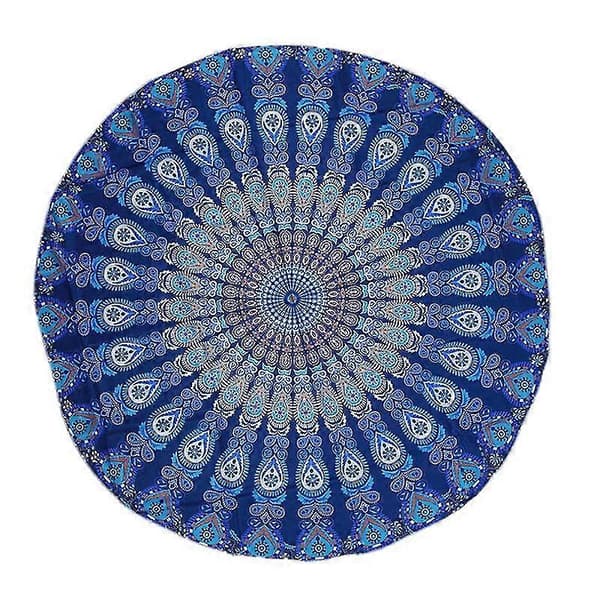 Rund Matte Skjerf Mandala Tapestry Strand Piknik Teppe Bohemia Gressmatte