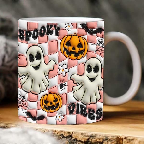 3D-effekt Halloween-krus Hjemmekøkkenindretning Kaffekop til kaffe, te, varm chokolade