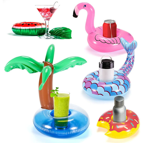 17 pak oppustelige drikkeholdere, oppustelige kopholdere, pool drikkefloats, forskellige drikkefloaties-underlag med luftpumpe, til poolpartyer