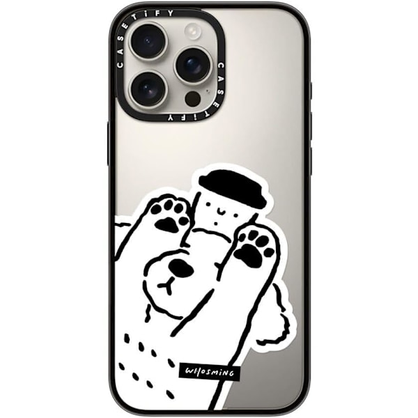 Kompakt iPhone 16 Pro Max Deksel [Lettvekt / 1,2 m 2X Militær Grad Fallbeskyttelse/Slank] - Kirsebær - Klar Svart Dog Loves Coffee iPhone 16 Pro Max