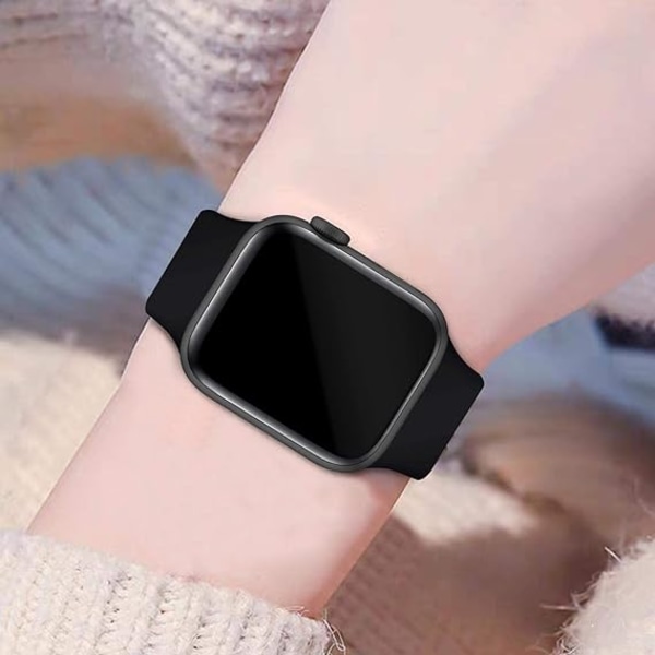 Remmer kompatible med Apple Watch 42mm 44mm 45mm 49mm, Utbyttbart mykt silikon sportstilbehør stropp armbånd for kvinner menn (svart)