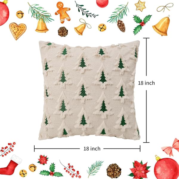 Julepudebetræk, 18x18 tommer, sæt med 2, jacquard 3D julebroderede pyntepuder i imiteret pels, julepynt.