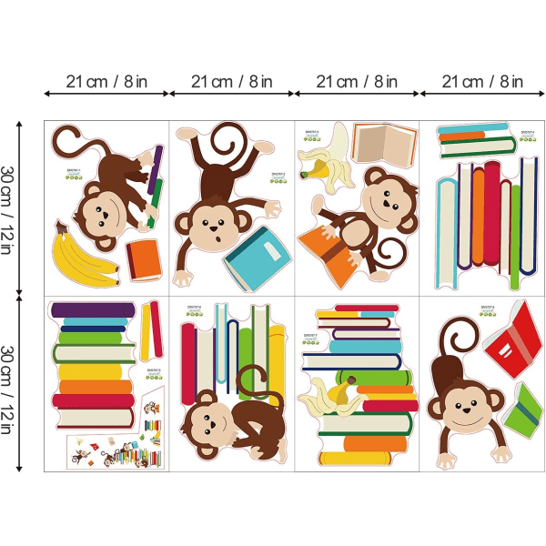 Apina Seinätarrat Eläimet Lukemassa Kirjoja Seinätarrat Vauvan Lastenhuoneen Lasten Makuuhuoneen Luokkahuoneen Seinäkoriste