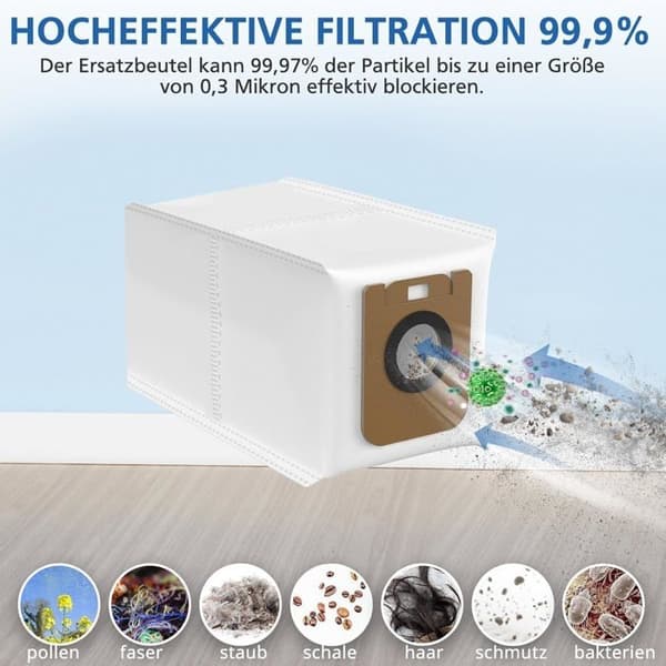 10 pölypussin pakkaus Dreame D10 Plus / D10s Plus / Z10 Pro / L10 PLUS -robotti-imurille - Suuri 2,5 litran tilavuus