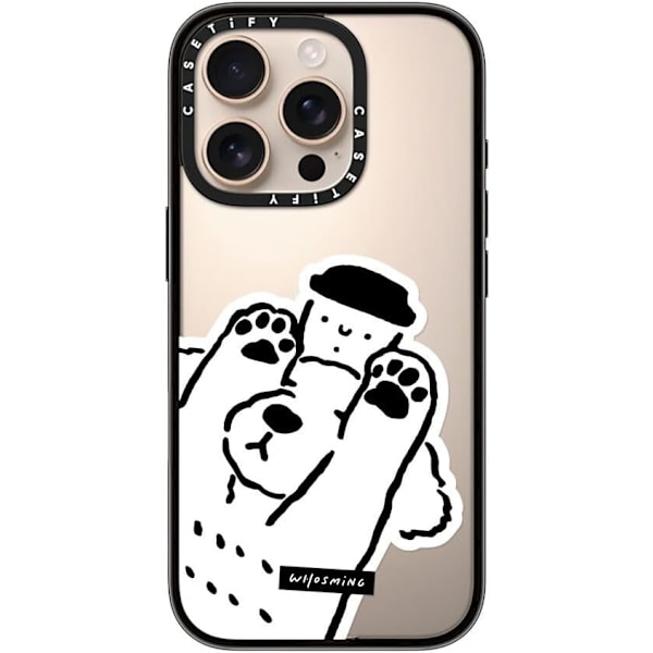 Kompakt iPhone 16 Pro Max Deksel [Lettvekt / 1,2 m 2X Militær Grad Fallbeskyttelse/Slank] - Kirsebær - Klar Svart Dog Loves Coffee iPhone 16 Pro