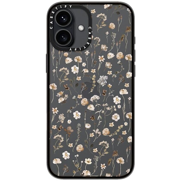 Kompakt iPhone 16 Pro Max Deksel [Lettvekt / 1,2 m 2X Militær Grad Fallbeskyttelse/Slank] - Kirsebær - Klar Svart Wildflower Friday iPhone 16 Plus