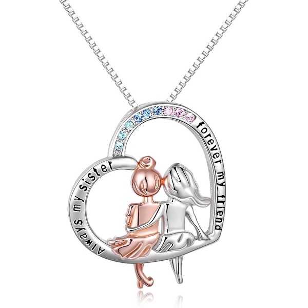 Systergåvor från syster Sterling Silver Hjärtformad Halsband Kvinnlig vänskapssmycke