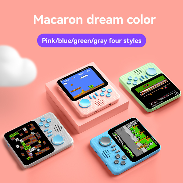 G7 Retro Käsikonsoli, 3,5 Tuuman LCD-näyttö, Kannettava Ultraohut Pelikonsoli, Tukee TV-liitäntää, Loma-lahja Pink Two-Player Game