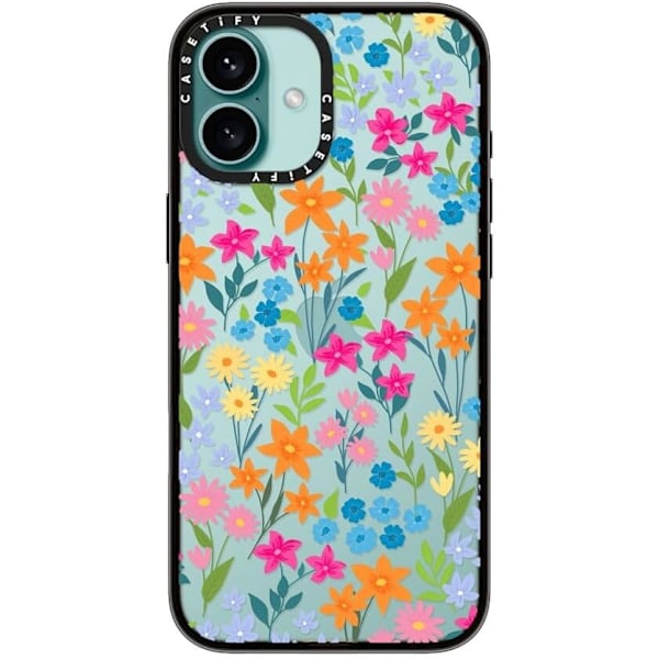 Kompakt iPhone 16 Pro Max Deksel [Lettvekt / 1,2 m 2X Militær Grad Fallbeskyttelse/Slank] - Kirsebær - Klar Svart Bright Spring Flowers iPhone 16 Plus