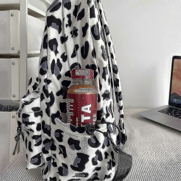Leopardprint rygsæk til kvinder, afslappet skoletaske til junior high school-elever
