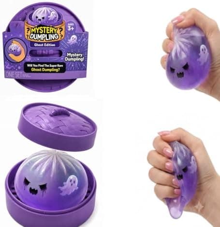 Halloween Ghost Dumpling Squishies, 1 stk. Mystery Lilla Søde Bao Dumplings med dampkoger, Stressaflastende Fidget Sensoriske Klemmebolde Strækbare til