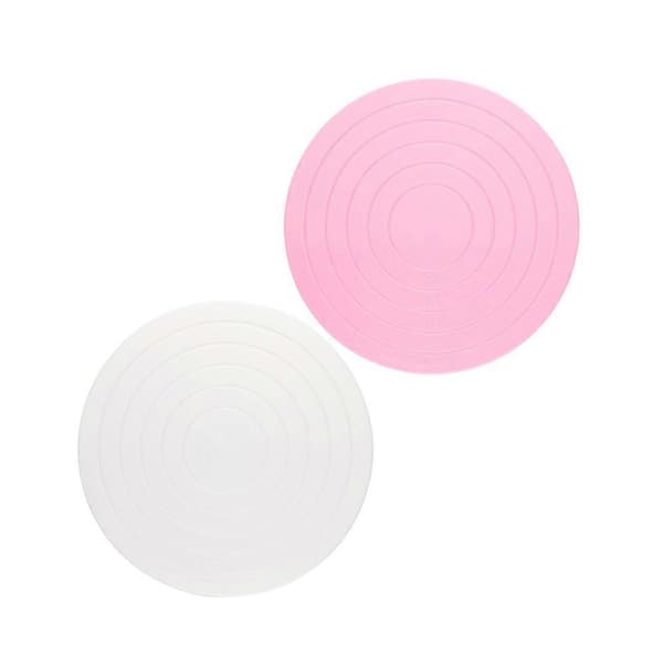 Mini tårtbricka i plast för DIY-dekorering, 2 st roterande tårtställ