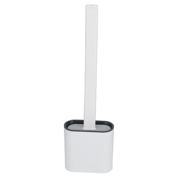 Wall-Mounted Deep Cleaning Toilet Brush with Long Handle and Quick-Drying Holder Set White