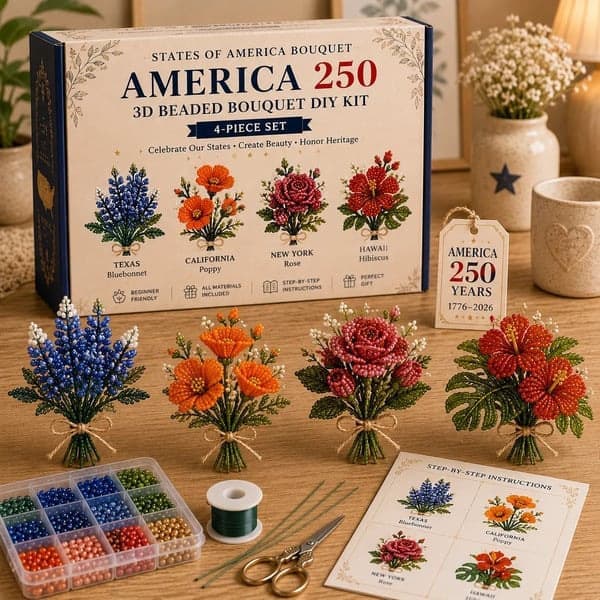 DIY Flower Beading Set, Complete Craft Material Package, Handmade Bouquet Decoration Accessories