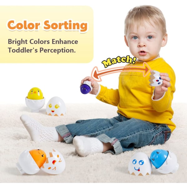 Lärleksaker för 1 2 3 år gammal flicka Pojkepresenter,Pedagogiska Montessori färgform sorteringsleksaker för småbarn 1-3 år gamla,Matchande ägg Baby