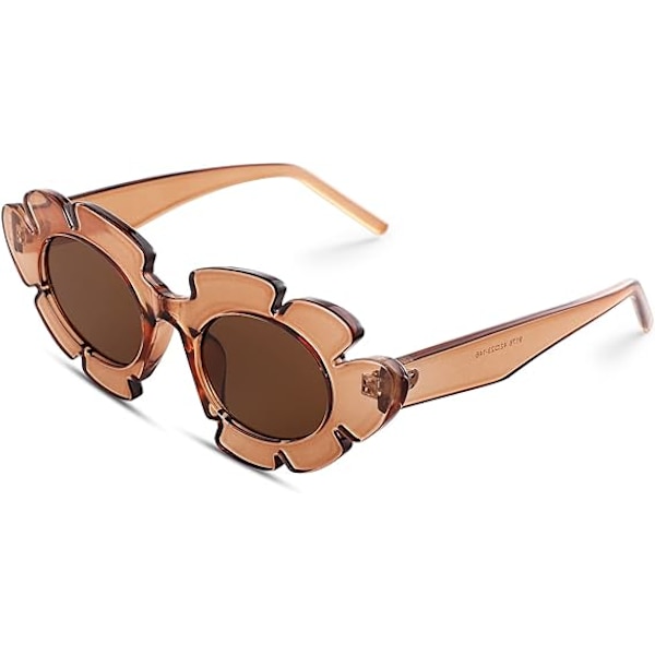 Trendy Cat Eye Blomster Solbriller til Kvinder Mænd Retro Mode Nøgen Tykke Skygger UV400 Beskyttelse Solbriller