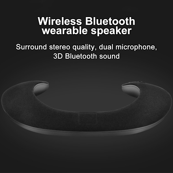 Nackband Bärbar Bluetooth-högtalare, Trådlös Bärbar Personlig Kroppshögtalare Lätt Utomhushögtalare Privat Musik-svart