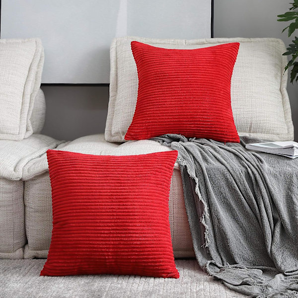 Ländryggskuddfodral 2-pack Dekorativa Randiga Korduroy Rektangulära Kuddfodral Avlånga Kuddfodral för Soffa