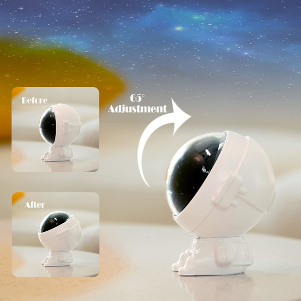 Astronaut Buddy Galaxy Stjerneprojektor Rummand Æstetisk Loftsdekoration Stjernenatlys Lampe Gaver med Soveværelse Vuggevise Musikfunktion (Hvid)
