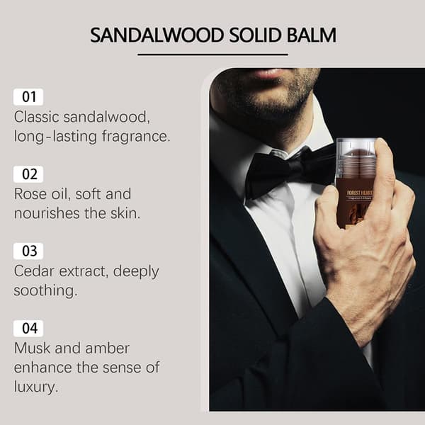 Sandeltræ Fast Parfume - Skovhjerte Duft 4-8 timer - Netto: 15g/0.53oz C1E1