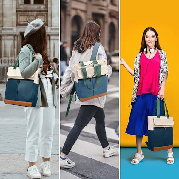 Damkonvertibel Tote Daypack Laptop Ryggsäck College Skola Resväska Casual Väska Passar 15,6 Tums Laptop