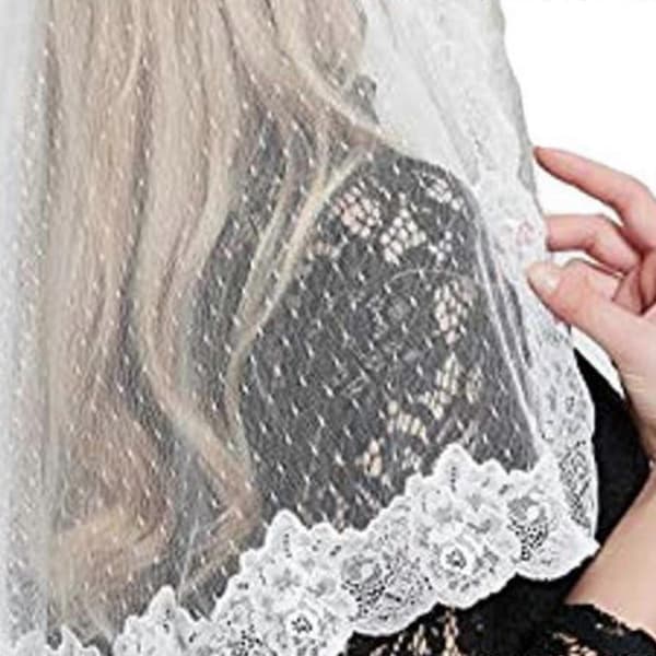 Katolske Mantilla Slør Broderede Messe Slør Religiøse Bøn Slør Elegante til Katolske Kirkebønner