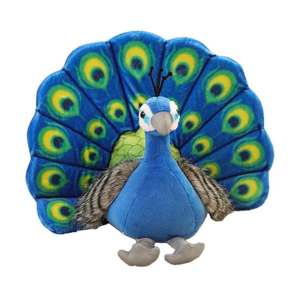 Simulation Doll Plush Stuffed PP Peacock Toy Throw Pillow and Bed and Bedroom Blue
