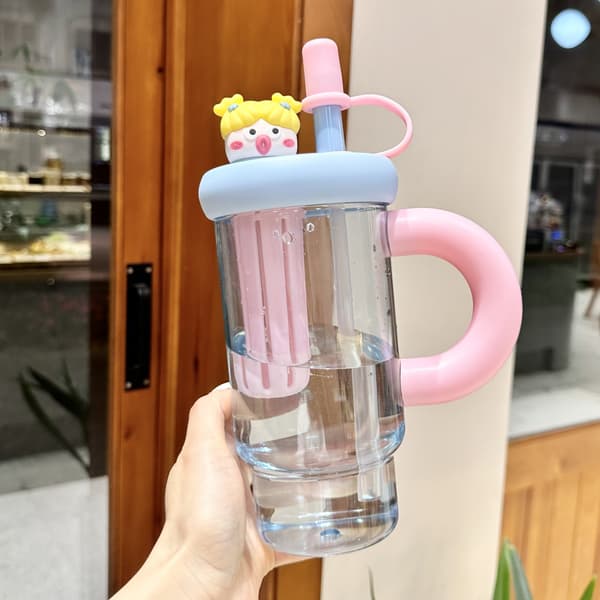 900 ml Straw Cup, Large Capacity Water Bottle for Summer, High Temperature Resistant and Stylish Plastic Mug