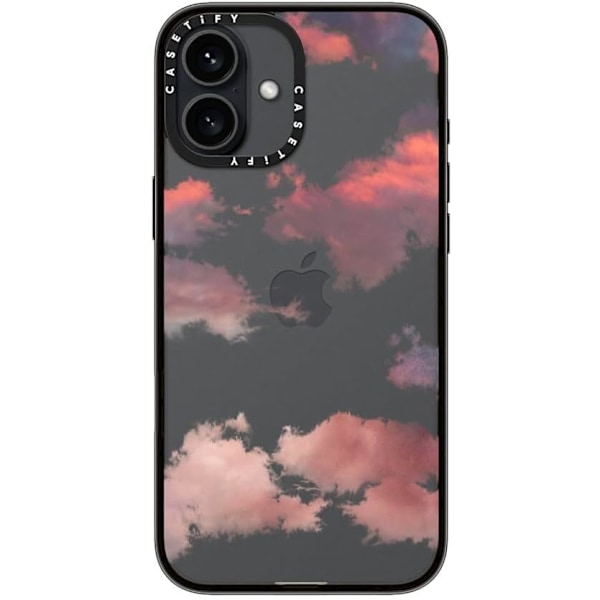 Kompakt iPhone 16 Pro Max-fodral [Lättviktigt / 4 fot 2X Militärklass Fallskydd / Smalt] - Körsbär - Klar Svart Clouds (Red) iPhone 16 Plus