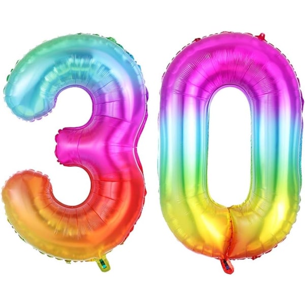 40inch Rainbow Jelly 30 Balloon Jumbo Foil Helium Number Balloons For Festival Anniversary Birthday Party Decorations (30)