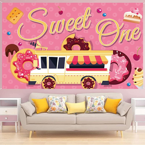 Truck Sweet One Tausta Onnellinen 1. Syntymäpäivä Ensimmäinen Syntymäpäivä Vauvatytöt Donitsi Valokuvaus Tausta 1. Syntymäpäiväjuhlat Koristeet Banneri