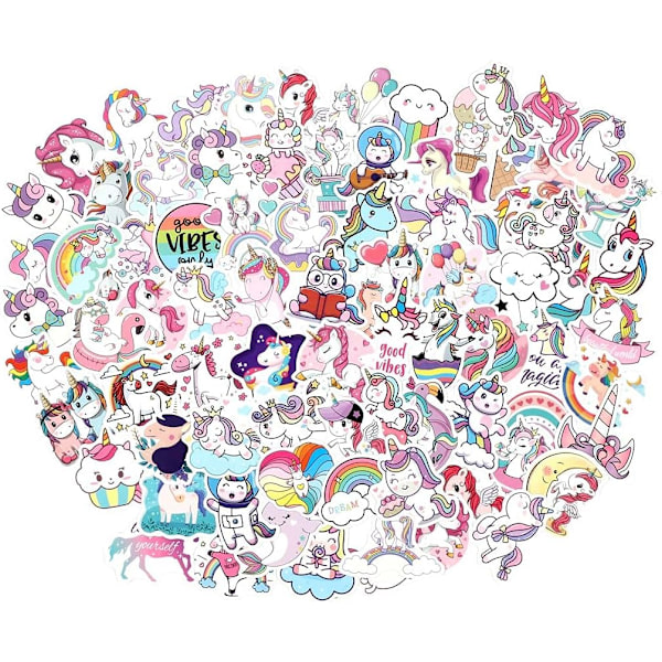 Søte Unicorn Klistremerker Pakke 100 stk Vinyl Laptop Vannflaske Klistremerker for Motorsykkel Bagasje Kopper Graffiti Bomb Dekaler Skateboards Snowboard Gaver