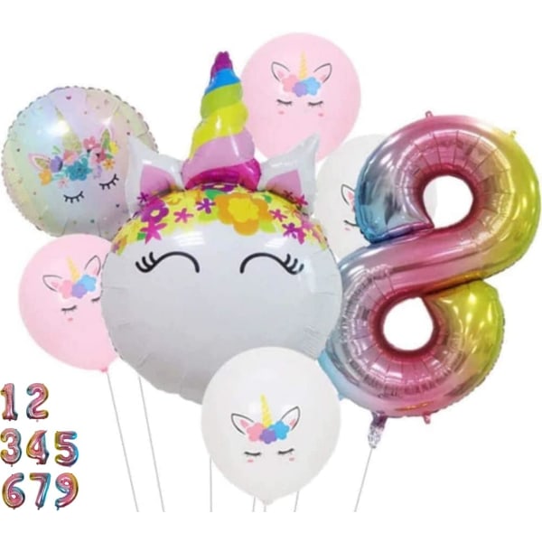 Unicorn Födelsedagsdekorationer - Nummer 5 Ballong Rosa Gradient, Unicorn Balloons, Unicorn Party Decorations, Unicorn Party Supplies 5th Birthday Party