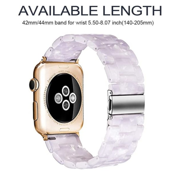 Kompatibel med Apple Watch-remme 38-40mm/42-44mm Serie 5/4/3/2/1, Slank Resin-armbånd -42-44mm-flash hvid