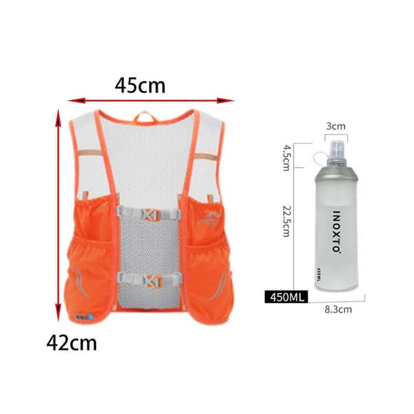 Hydration Rygsæk Løbevest til Kvinder og Mænd til Løb, Jogging, Cykling Orange L