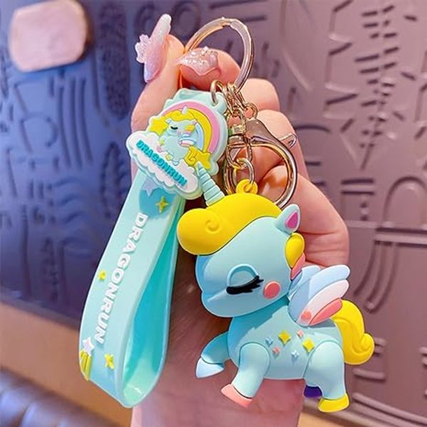 Söpö avaimenperä Kawaii Anime Avaimenperät Tarvikkeet, Yksisarvinen Laukku Charms Auto Sarjakuva Avaimenperä Lapsille Poika Tyttö Naiset-Sininen