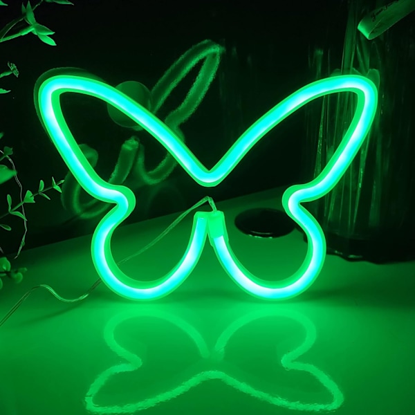 USB eller 3-AA batteridrevne neon LED-lys til borddekoration, pigers soveværelse, vægdekoration, børnefødselsdag, bryllupsfestartikler (grøn)