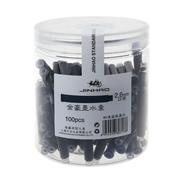 100 stk Jinhao Universal sort blå fyldepenne blækpatroner 2,6 mm genopfyldning