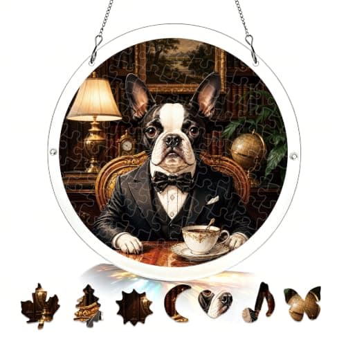 Bostonterrier Akryl Puslespill Solfanger, 83 Deler DIY Dekorasjon