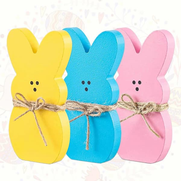 Easter Decorations 6-piece Rabbit Wood Easter Tray Decor Easter Shelf Nanny
