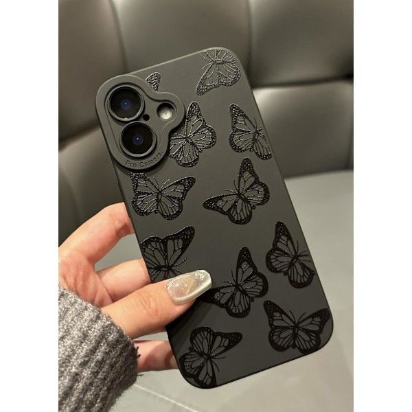 iPhone 16 Pro Max Skal 6,9 tum 2024, Estetisk Hjärtan Print iPhone 16 Pro Max Skal för Kvinnor Flickor Män, Silikon Skyddande Telefonfodral för iPhone Butterfly iPhone 16 Plus