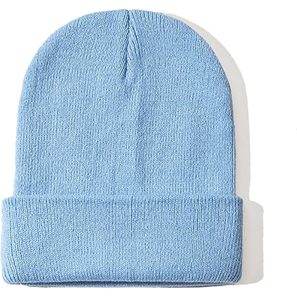 2 pak unisex huehatte til mænd og kvinder strikkede vinterhuer (himmelblå)