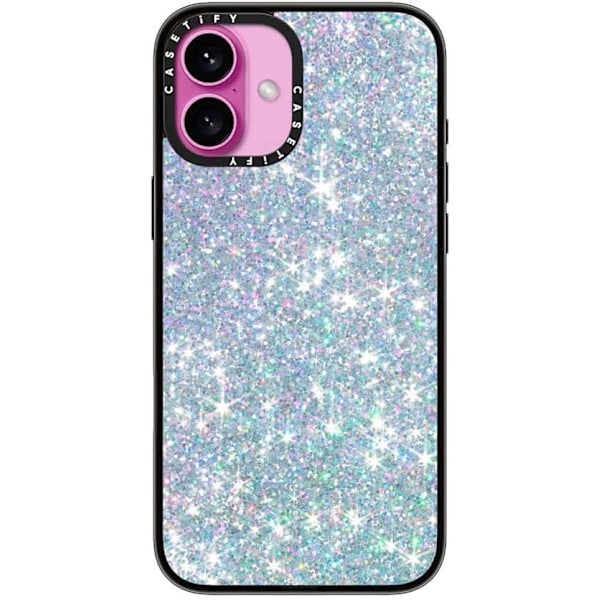 Kompakt iPhone 16 Pro Max Deksel [Lettvekt / 1,2 m 2X Militær Grad Fallbeskyttelse/Slank] - Kirsebær - Klar Svart Glitter Dream iPhone 16 Plus