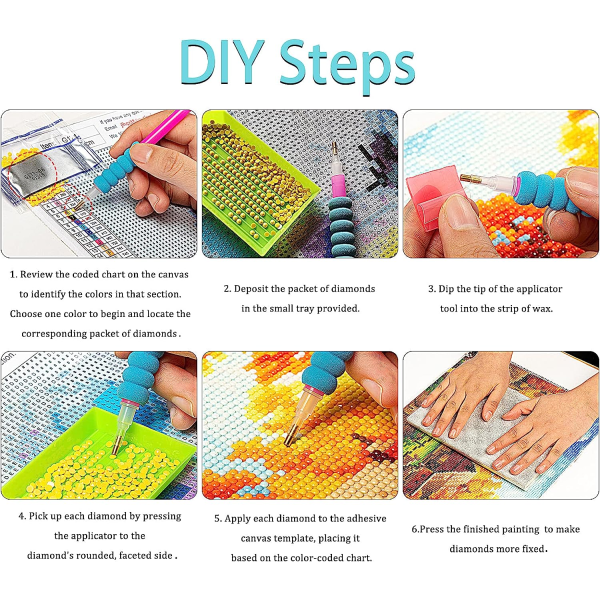 6-pack diamond painting - kit för vuxna barn nybörjare, DIY Butterfly Hummingbird Blommor Diamond painting Hemväggdekor 11,8x15,7in